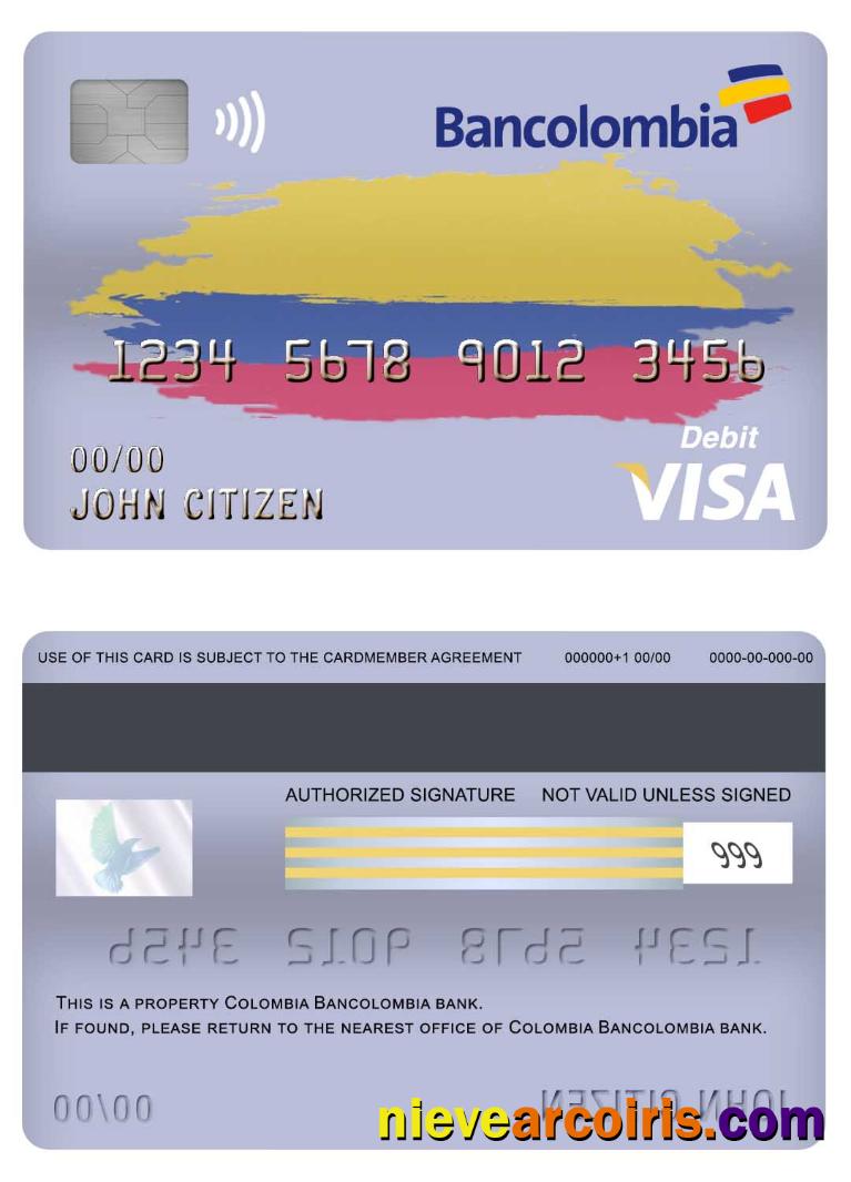 Colombia Bancolombia bank visa debit card